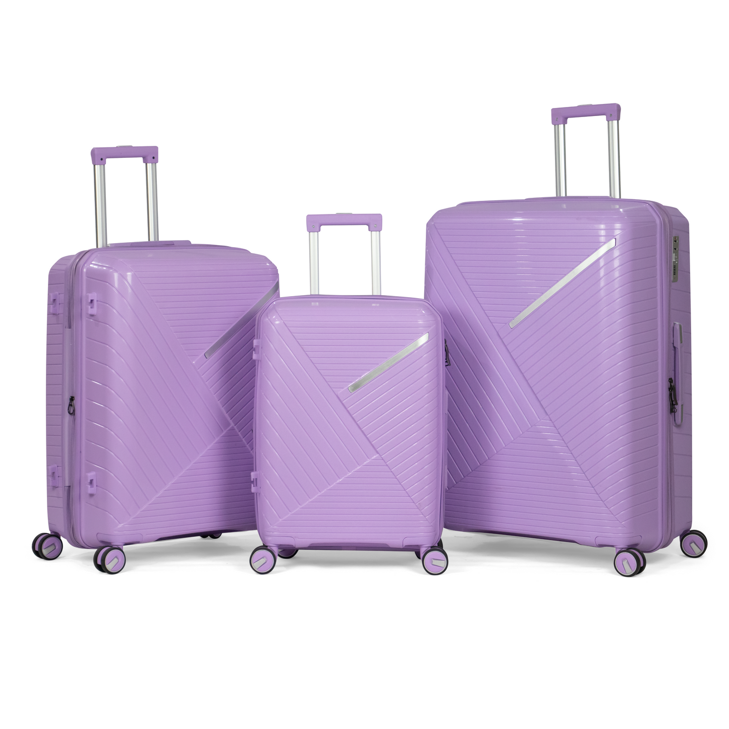PYRAMID - Comlpete Luggage Set 3 Piece -UNBREAKABLE PP(purple)