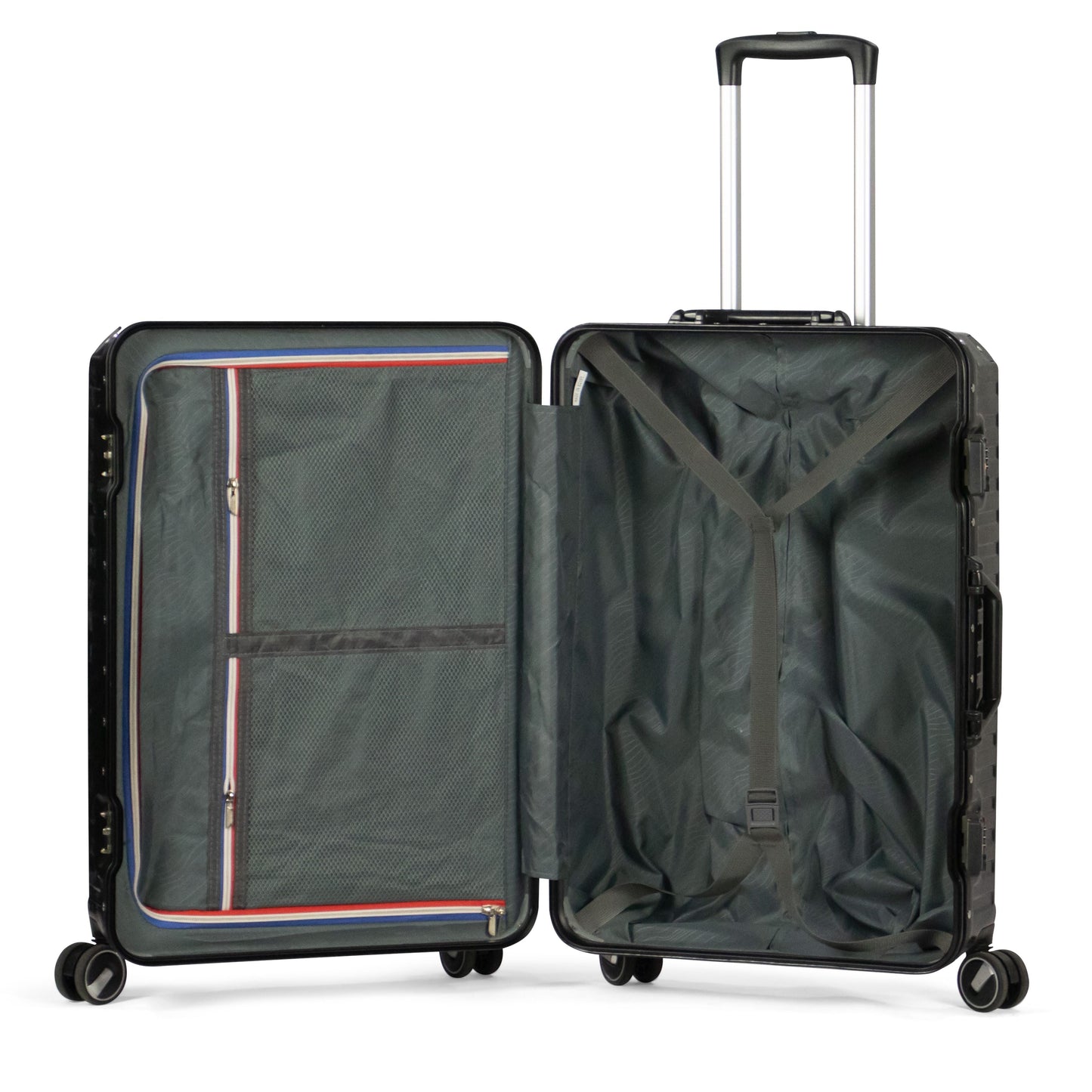 TEMPLE -PREMIUM ALUMINIUM FRAME Complete Luggage Set 3 Piece -PC(Black)