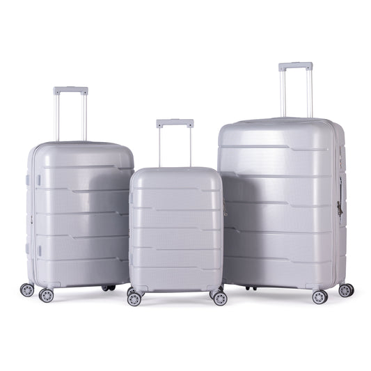 KILIMANJARO - Complete Luggage Set 3 Piece -UNBREAKABLE PP(Silver)