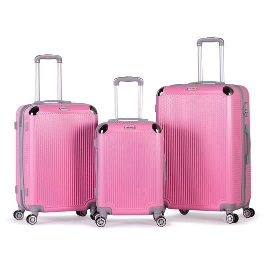 ALCTRAZ -Complete Luggage Set 3 Piece - ABS(pink)