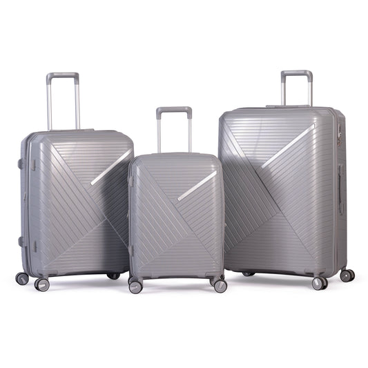 PYRAMID - Comlpete Luggage Set 3 Piece -UNBREAKABLE PP(Silver)
