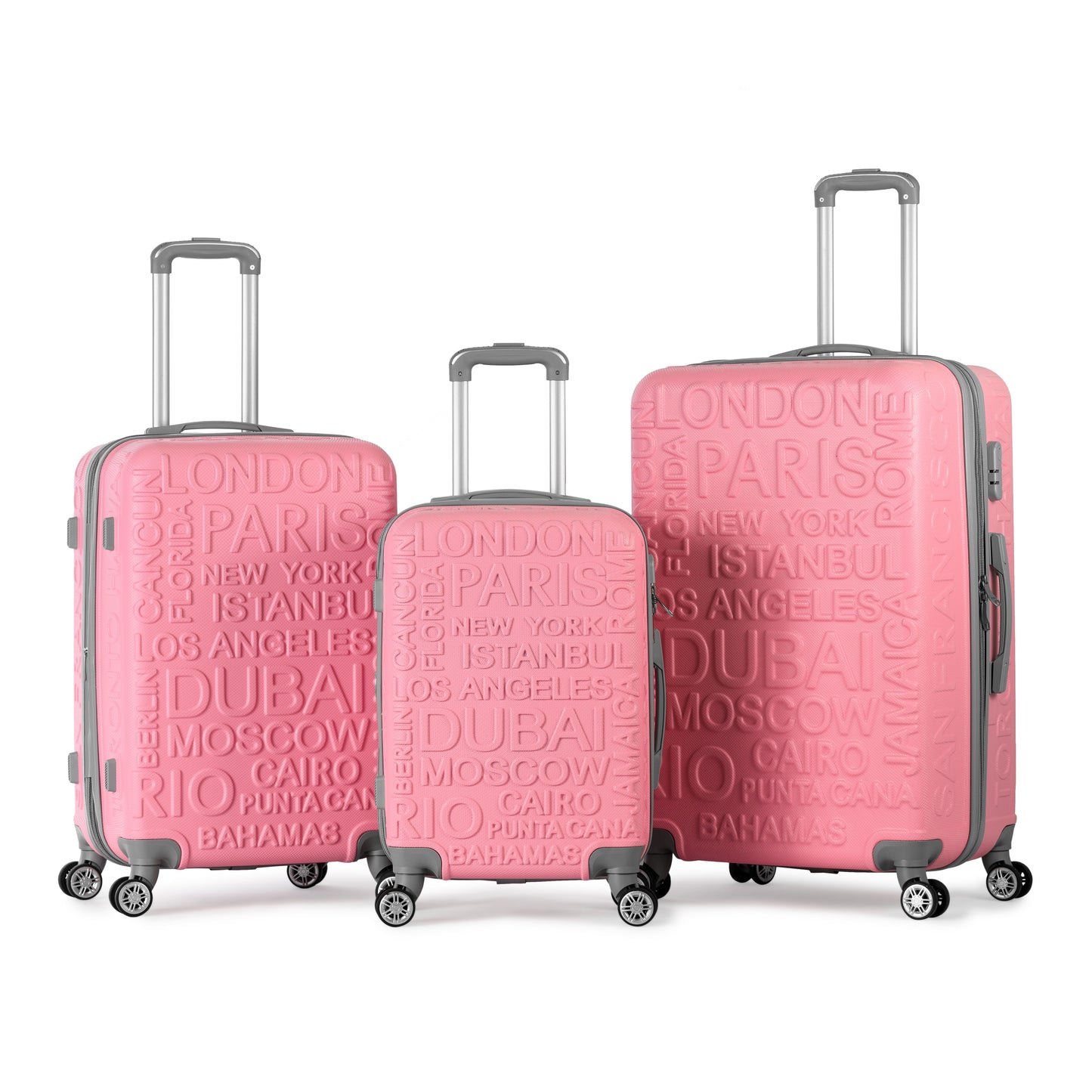 RIO -Complete Luggage Set 3 Piece -ABS(Pink)