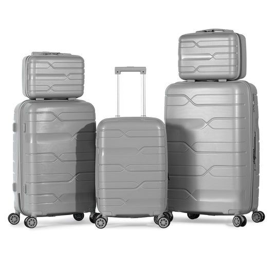SPHINX - Complete Luggage Set 5 Piece -UNBREAKABLE PP(Silver)