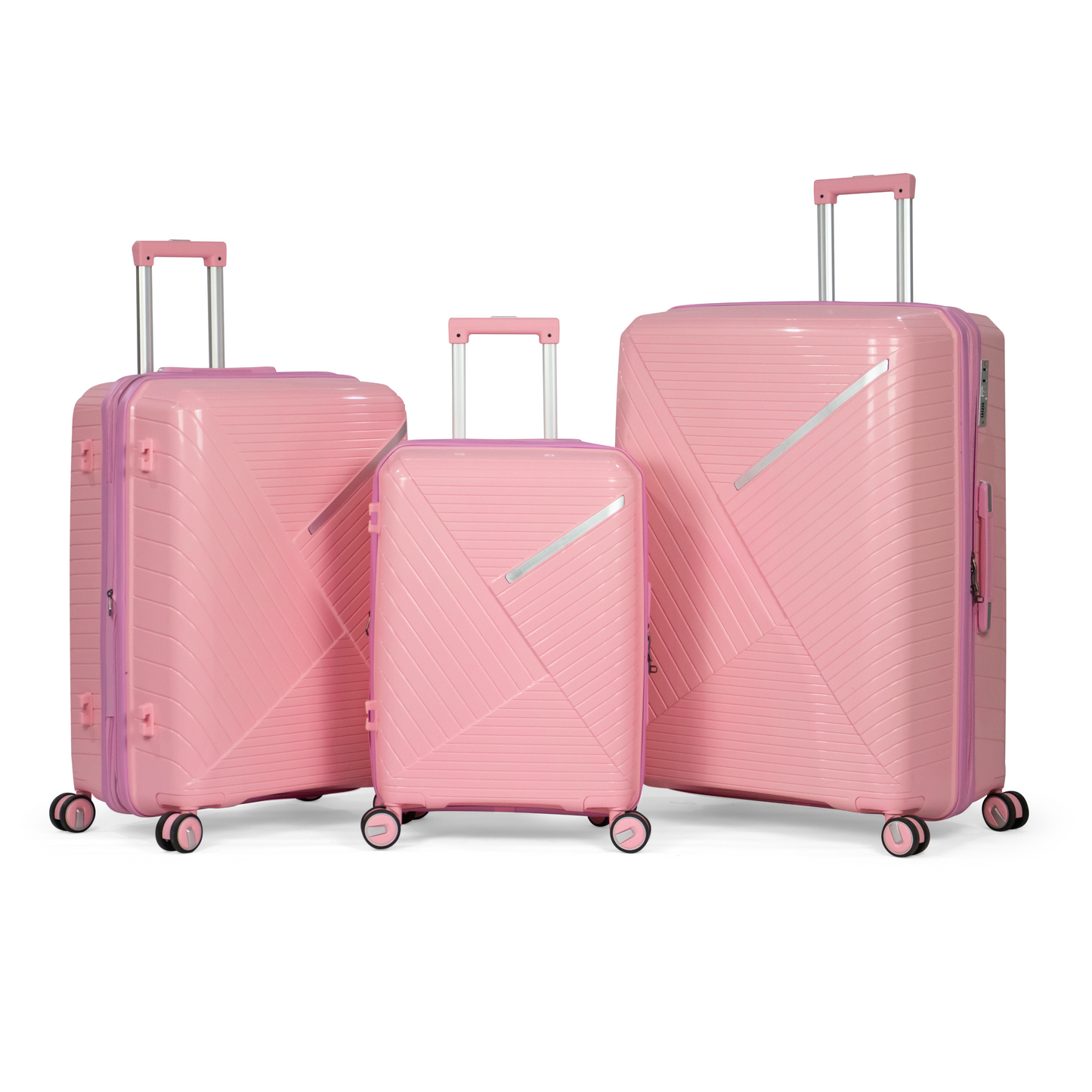 PYRAMID - Comlpete Luggage Set 3 Piece -UNBREAKABLE PP(Pink)