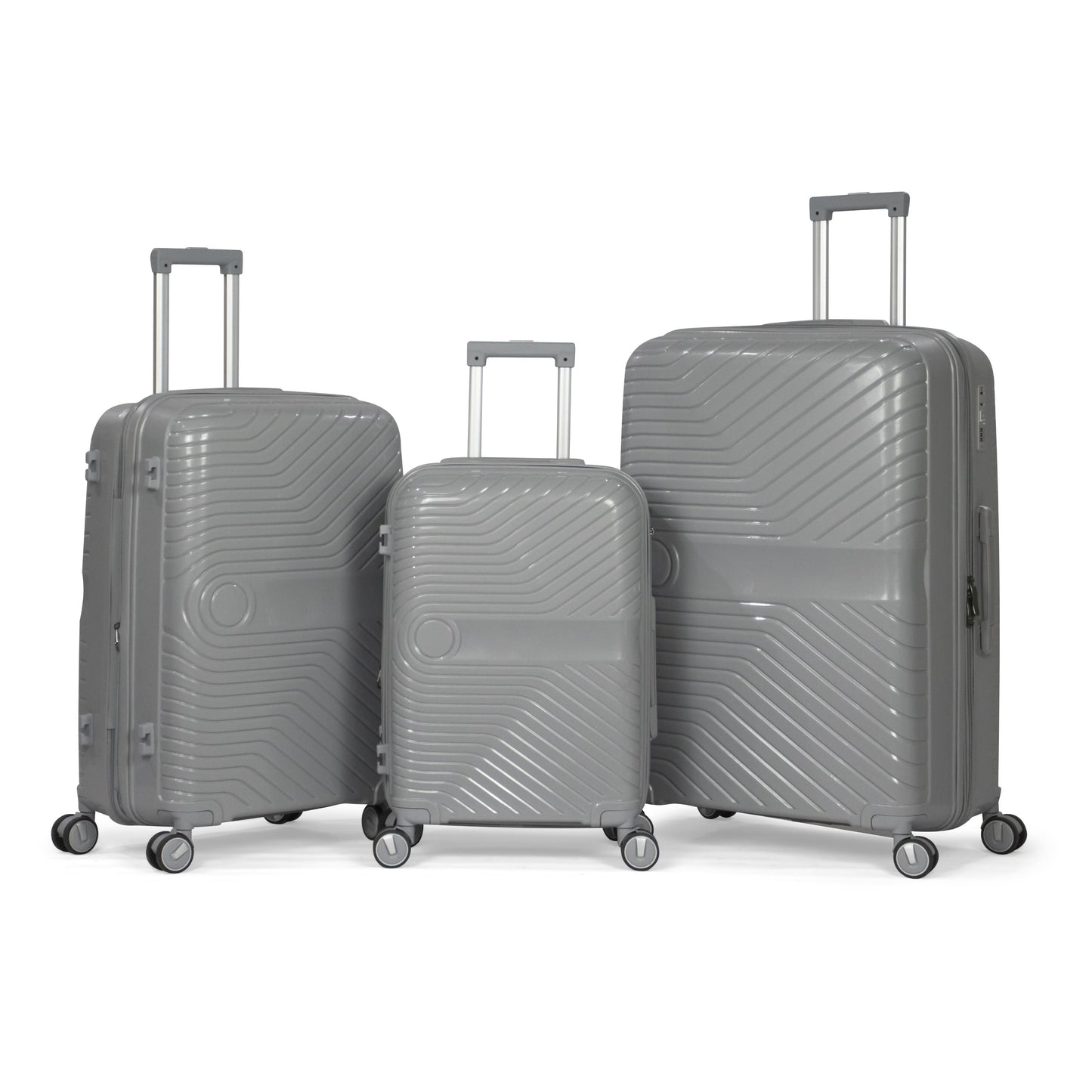 TAJ- Comlpete Luggage Set 3 Piece -UNBREAKABLE PP(Silver)