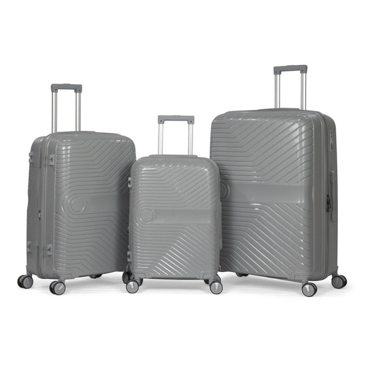 TAJ- Comlpete Luggage Set 3 Piece -UNBREAKABLE PP(Silver)