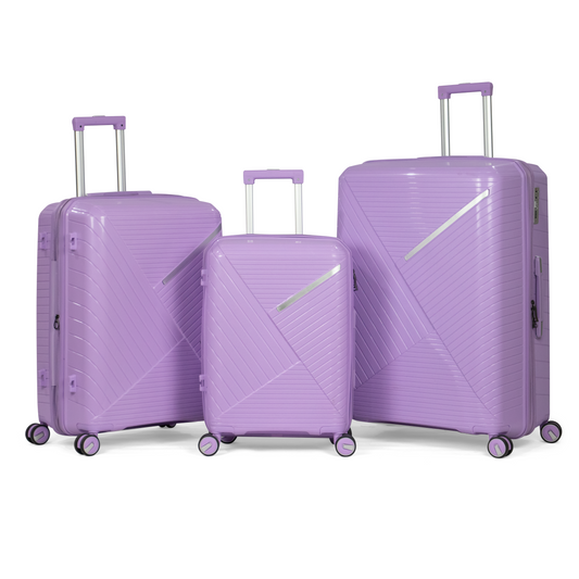PYRAMID - Comlpete Luggage Set 3 Piece -UNBREAKABLE PP(purple)