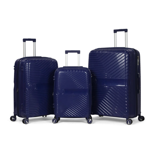 TAJ- Comlpete Luggage Set 3 Piece -UNBREAKABLE PP(blue)