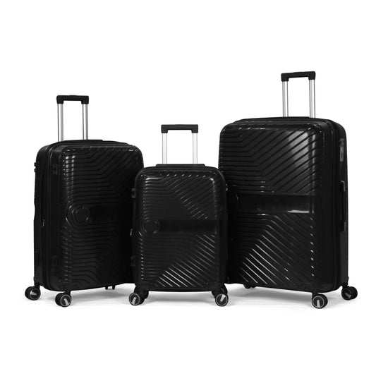 TAJ- Comlpete Luggage Set 3 Piece -UNBREAKABLE PP(Black)