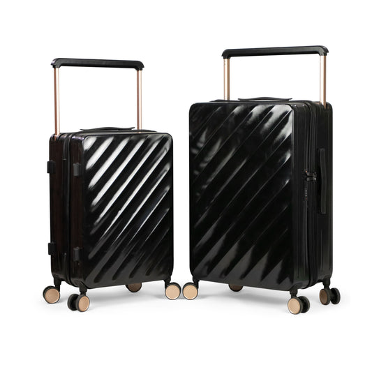 HAVANA -Wide Trolley Complete Luggage Set 2 Pieces - PC (Black)
