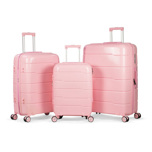 KILIMANJARO - Complete Luggage Set 3 Piece -UNBREAKABLE PP(Pink)