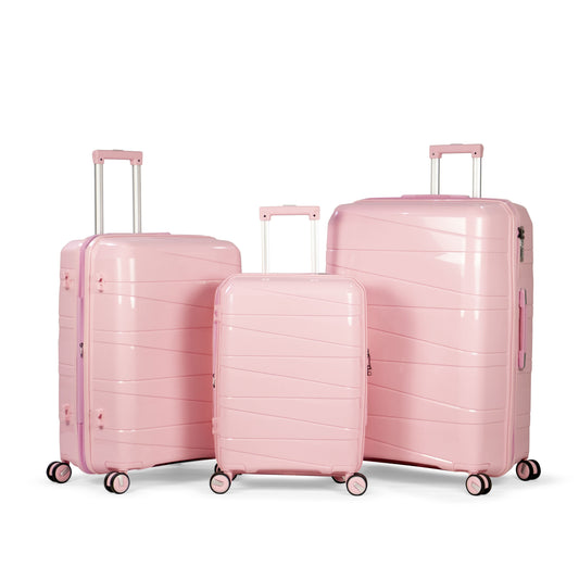 MORTIZ - Comlpete Luggage Set 3 Piece -UNBREAKABLE PP(Pink)