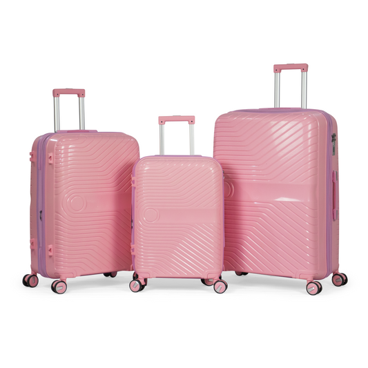 TAJ- Comlpete Luggage Set 3 Piece -UNBREAKABLE PP(Pink)