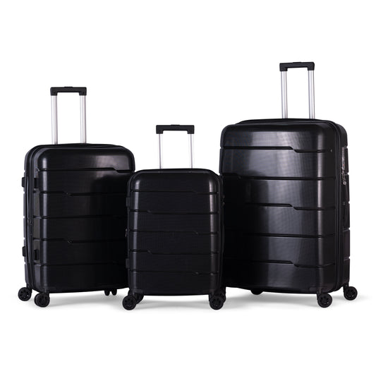 KILIMANJARO - Complete Luggage Set 3 Piece -UNBREAKABLE PP(Black)
