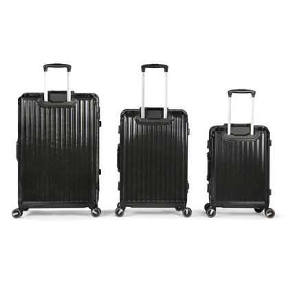 TEMPLE -PREMIUM ALUMINIUM FRAME Complete Luggage Set 3 Piece -PC(Black)