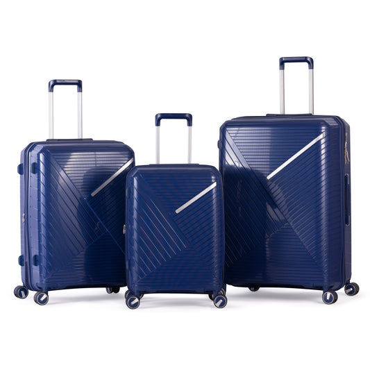 PYRAMID - Comlpete Luggage Set 3 Piece -UNBREAKABLE PP(Blue)