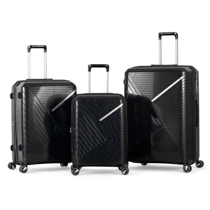 PYRAMID - Comlpete Luggage Set 3 Piece -UNBREAKABLE PP(Black)