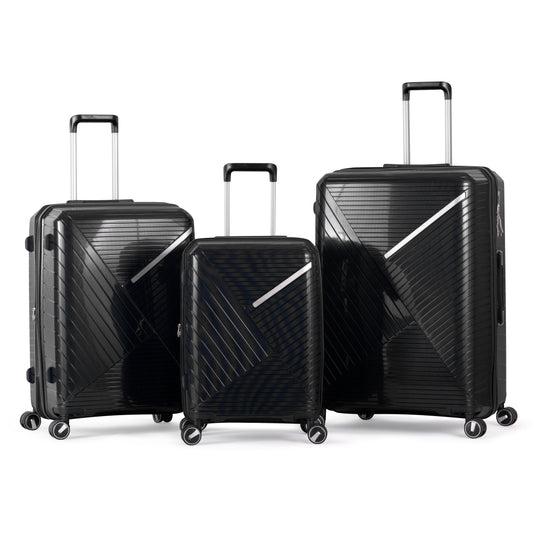 PYRAMID - Comlpete Luggage Set 3 Piece -UNBREAKABLE PP(Black)
