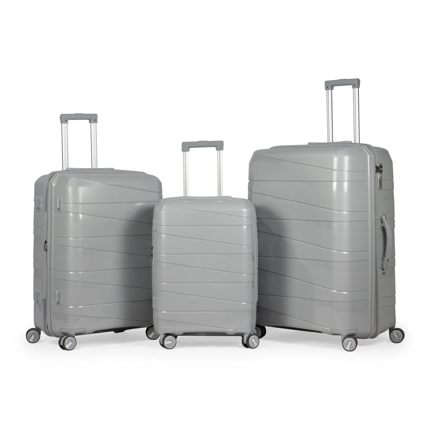 MORTIZ - Comlpete Luggage Set 3 Piece -UNBREAKABLE PP(Silver)