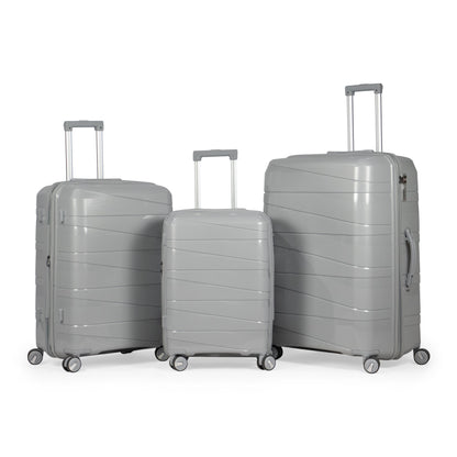 MORTIZ - Comlpete Luggage Set 3 Piece -UNBREAKABLE PP(Silver)