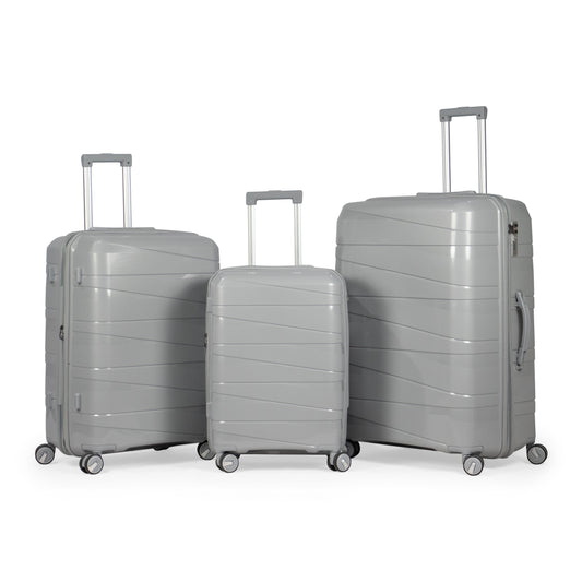 MORTIZ - Comlpete Luggage Set 3 Piece -UNBREAKABLE PP(Silver)