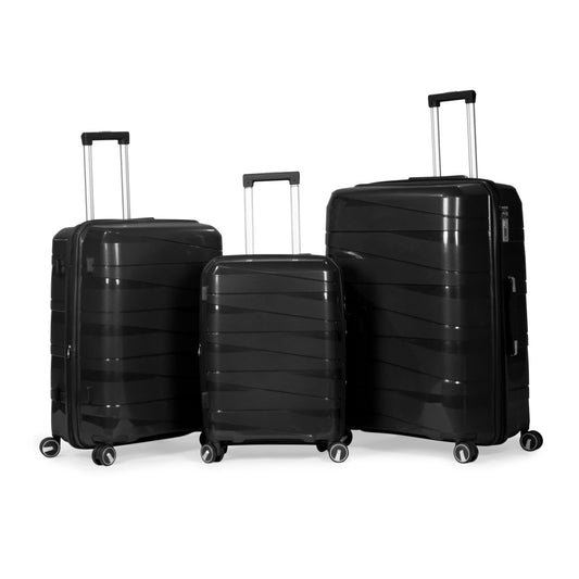 MORTIZ - Comlpete Luggage Set 3 Piece -UNBREAKABLE PP (Black)