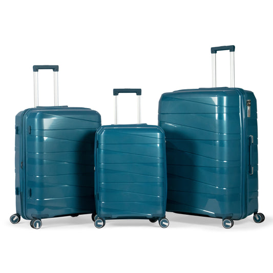 MORTIZ - Comlpete Luggage Set 3 Piece -UNBREAKABLE PP (Petroleum)